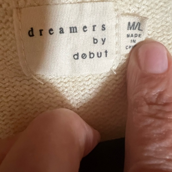 Dreamers by Debut cream v-neck cardigan bow graphic sz M/L cottagecore coquette - Picture 3 of 7